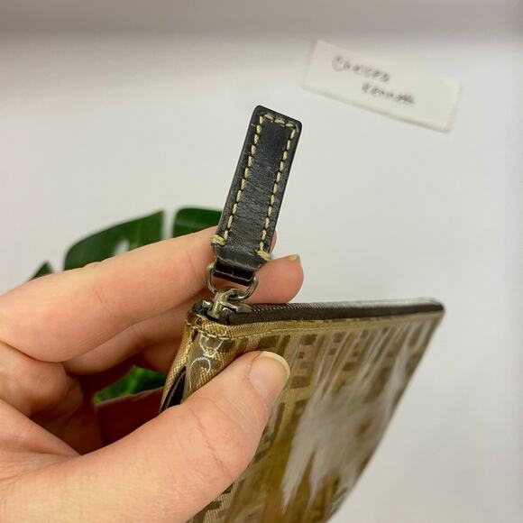 Fendi Zucca Monogram PVC Pouch Wallet Clutch Bag Cometic Toiletry F Logo Print - Picture 4 of 11